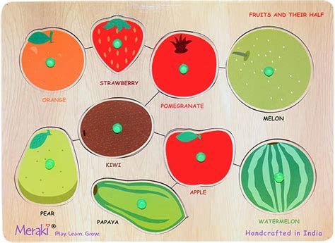 Meraki Fruits Wooden Puzzle for Kids, Puzzle for 2+ Year Old Kids, 9 ...