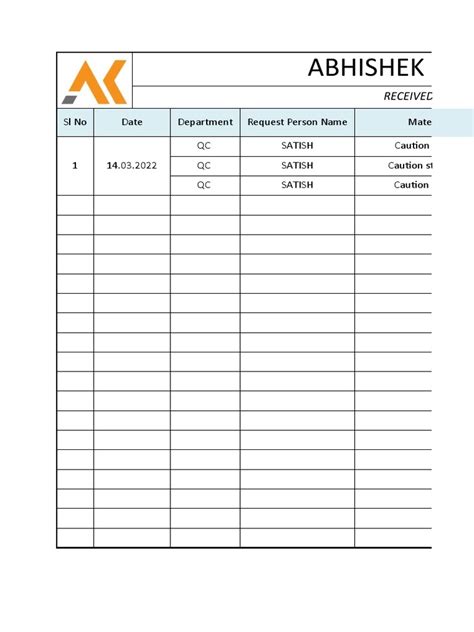 Image result for Material Tracking Excel Sheet
