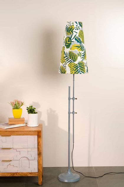 Buy Panai Screen Printed Green And White Fabric Tall Taper Lampshade ...