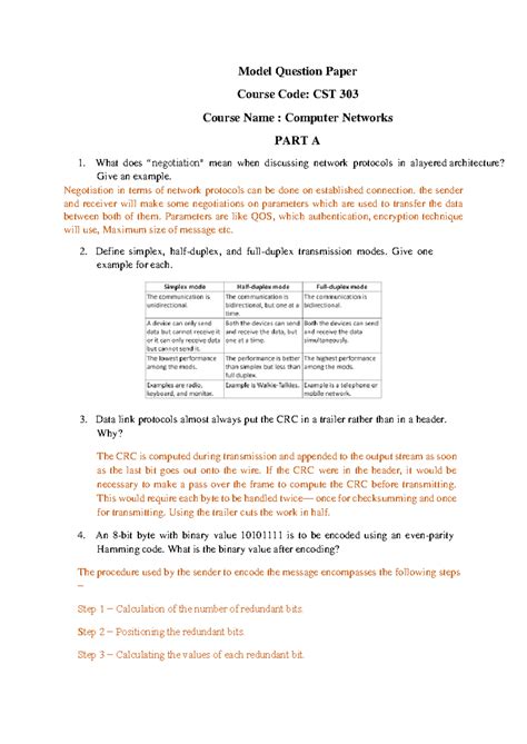 Model CST 303 QP with Answers on Computer Networks Fundamentals - Studocu