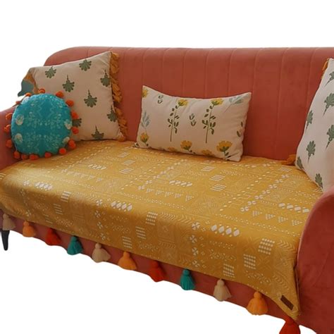 Mustard Tribal 3 Seater: Customizable Seat & Back Sofa Cover | Throwpillow