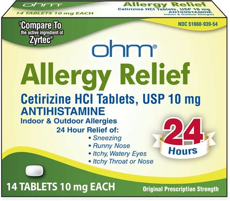 Ohm 24-Hour Allergy Medicine 14-Count Antihistamine India | Ubuy