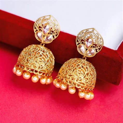 Indian Ethnic Pearl Dome Jhumkis – VOYLLA