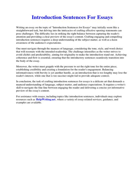 Image result for Examples of Introduction Sentences