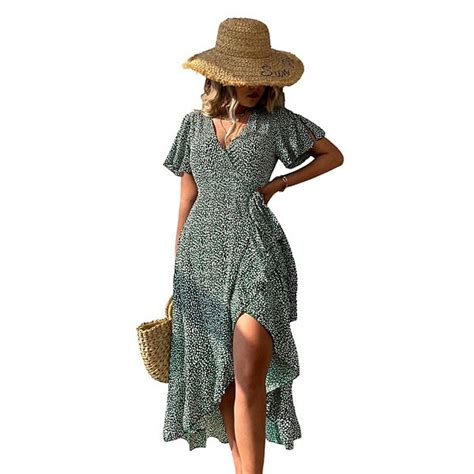 Women's Cupshe Flared Sleeve V-neck Ditsy Dress