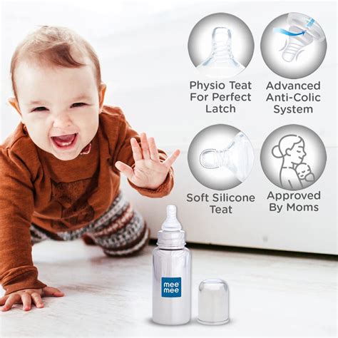 Buy Milk-Safe Steel Feeding Bottle with Anti-Colic Teat , Baby Feeding ...