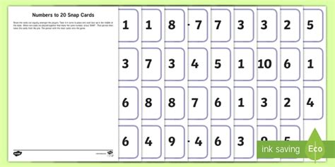 Early Level Numbers to 20 Addition Snap Cards