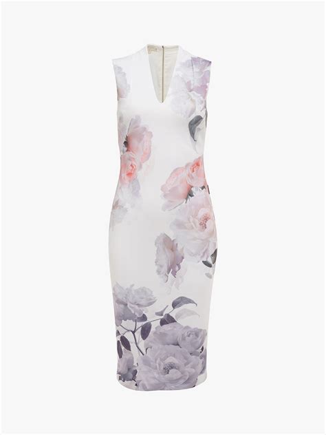 Ted Baker Marah Bodycon Floral Dress, Ivory/Multi