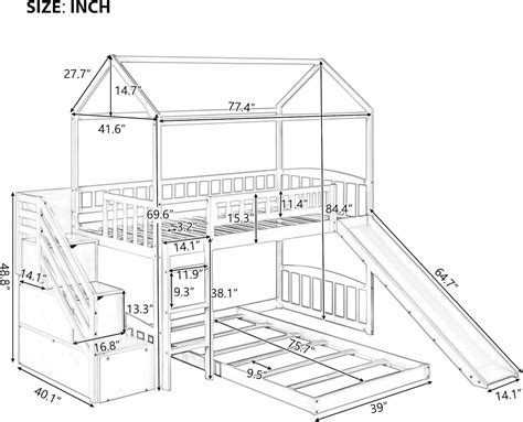 Harper&BrightDesigns Harper & Bright Designs House Bunk Bed with Slide ...