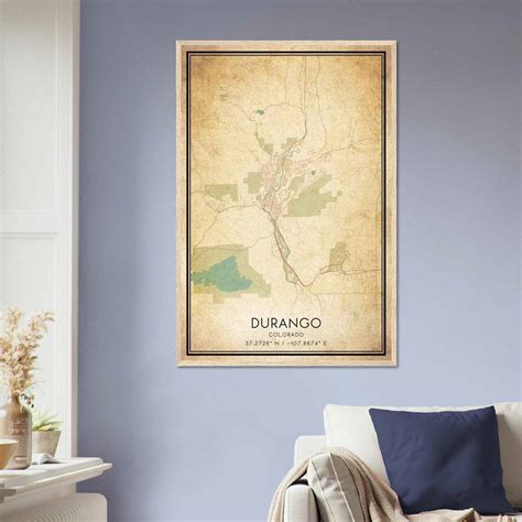 Vintage Durango Colorado Map Poster, Modern Home Decor Wall Art Print ...
