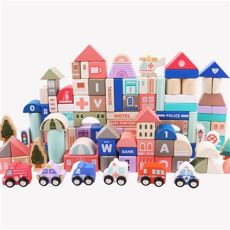 Wooden City Building Blocks Set (115 Pieces)