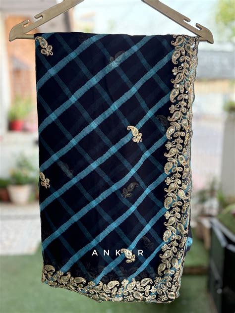Space Blue Lehriya Zardozi Nagina – ANKUR