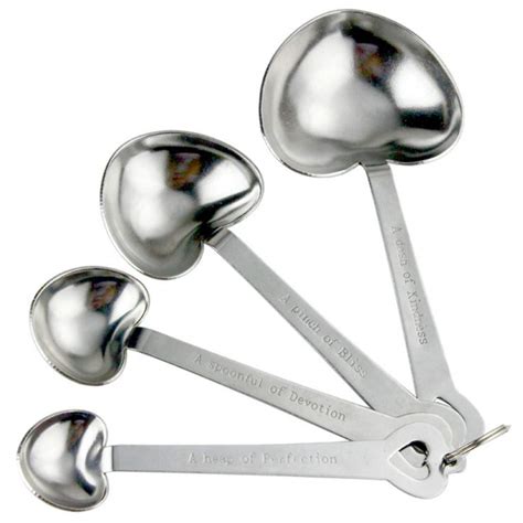 3 Sets Measuring Spoons Set Heart Shape Stainless Steel Measuring ...