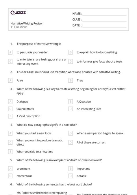 50+ Narrative Writing worksheets for 7th Class on Quizizz | Free ...