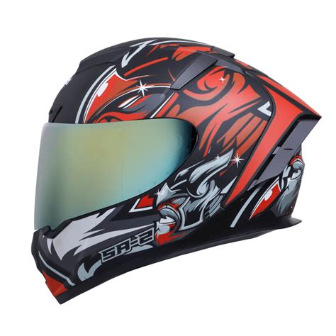 Steelbird Aeronautics SA-2 Villain Gloss Black Red Helmet (With Additi ...
