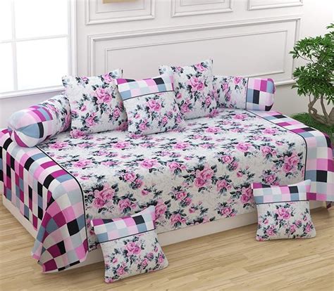 Fabture 180TC Pure 100% Cotton Printed Designer Diwan Set with 8 Pieces ...
