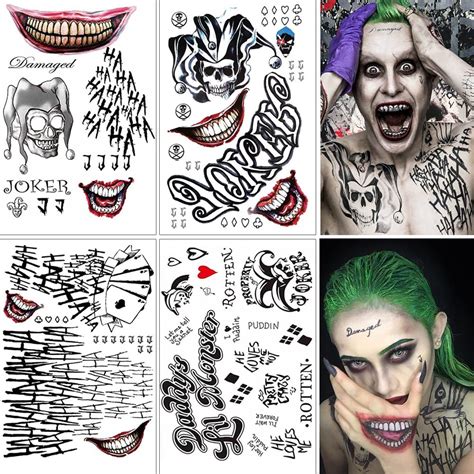 Buy 7 Large Sheets Joker Tattoos, Harley Quinn HQ Temporary Tattoo ...