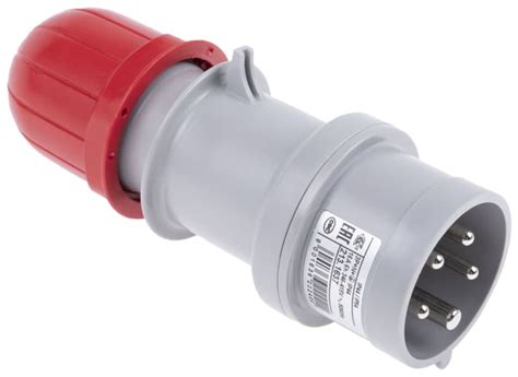213.1637 Scame | Scame IP44 Red Cable Mount 3P+N+PE Straight Industrial ...