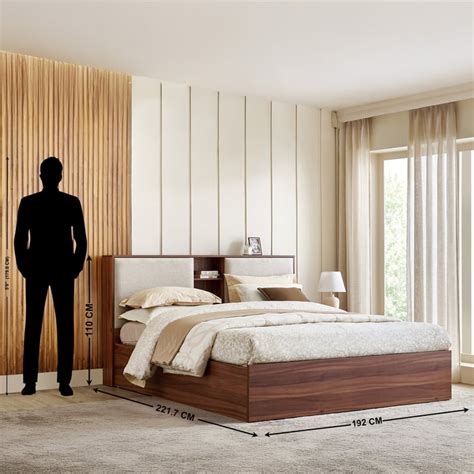 Buy Shoji Zen King Bed with Hydraulic Storage - Brown from Home Centre ...