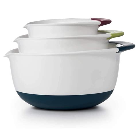OXO Good Grips 3 Piece Nesting Mixing Bowl Set with Red, Green, and ...