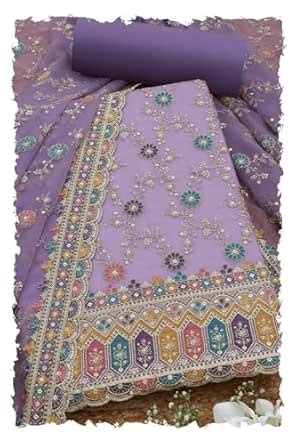 Buy Soch Womens Lavender Crinkle Chiffon Embroidered Unstitched Dress ...