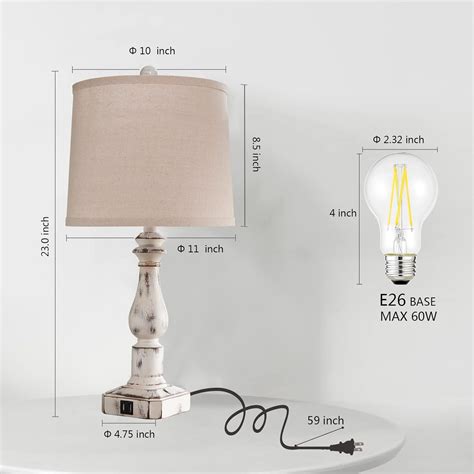 Buy RORIA Touch Control Rustic Table Lamps Set of 2, 3 Way Dimmable ...