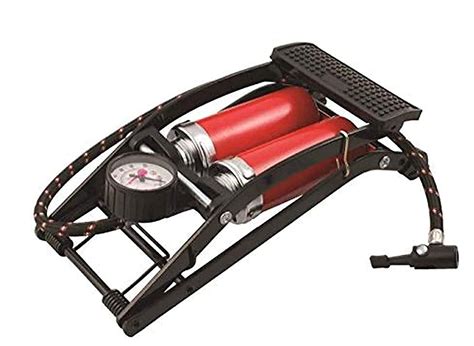Lukzer Double Cylinder Foot Pump Air Tyre Inflator with Pressure Gauge ...