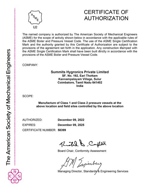 Quality Certification | Certified Company | Summits Hygronics
