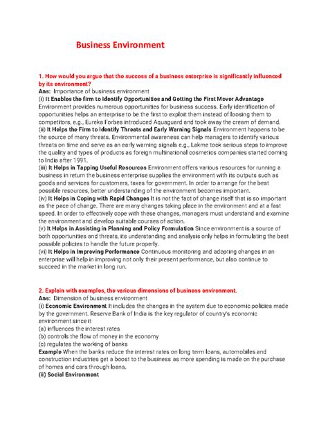 Business Environment part 2 - Business Environment How would you argue ...