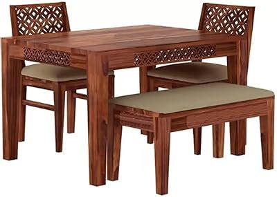 MAMTA DECORATION Sheesham Wood 4 Seater Dining Table with 3 Chairs and ...