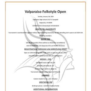 Valparaiso Folkstyle Open, 2727 Campbell St, Valparaiso, IN 46385-2356 ...