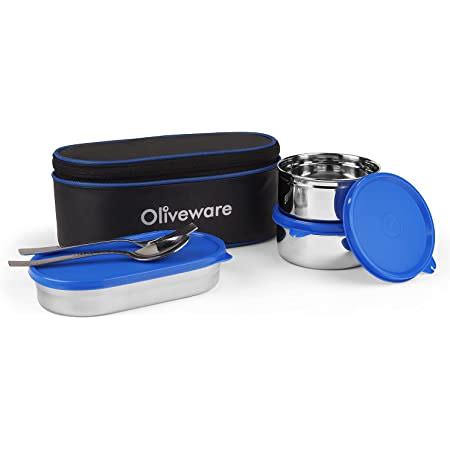 Buy MILTON Corporate Lunch Stainless Steel Containers Set of 3, Blue ...
