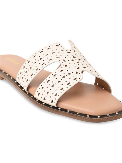 Shop Rocia By Regal White Women Laser Cut H Flat Sandals Online