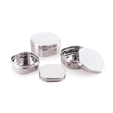 Buy Ebun Stainless Steel Containers for Kitchen | Square Small Steel ...