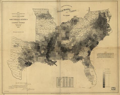 Map showing the distribution of the slave population of the southern ...
