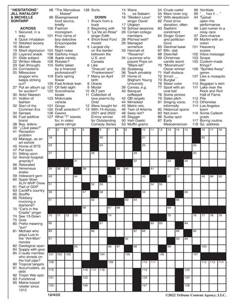 Los Angeles Times Crossword Puzzle Printable