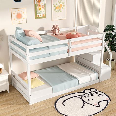 Giantex Twin Over Twin Bunk Bed with Stairs, Solid India | Ubuy