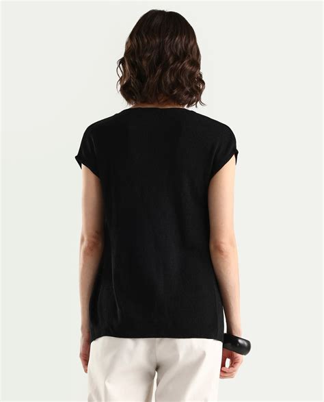 Buy Star - Black Flatknit Cowl Neck Top| Rareism
