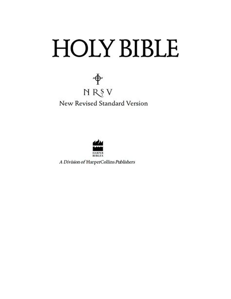 SOLUTION: Holy Bible: New Revised Standard Version (NRSV) - Studypool