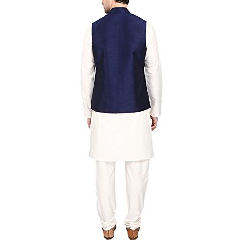 indian ATTIRE Men's Blended Silk Ethnic Set of Koti, Kurta and churidar ...