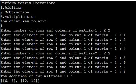 Image result for Matrix Operations in Python