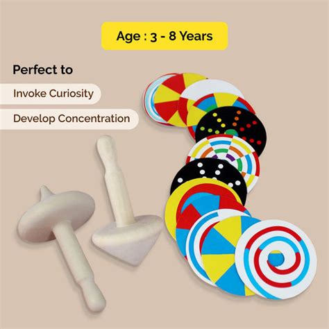 Wooden Spinning Tops With 12 Patterned Disc | Shumee