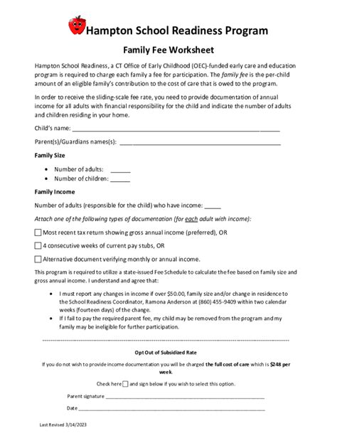 Fillable Online Connecticut Office of Early Childhood Fee Schedules ...