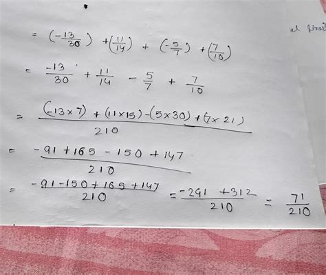 (-13/30) + 11/14 + (-5/7) + 7/10 - Brainly.in