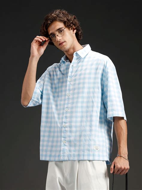 men's causal checkered pattern shirt | Blue – Wrogn