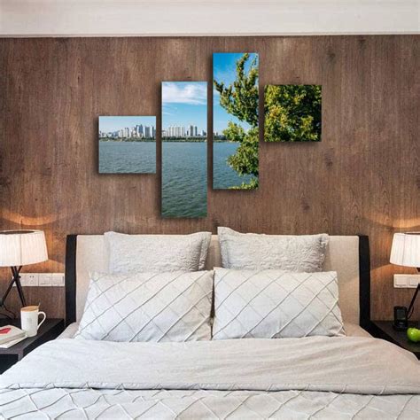 Buy FOBCAUAGE Canvas Wall Art - 4 Panel Paintings Jamsil Hangang river ...