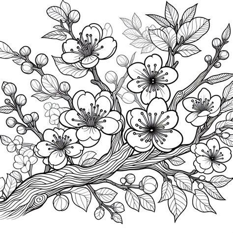 Coloring Pages Of Cherry Blossom Trees
