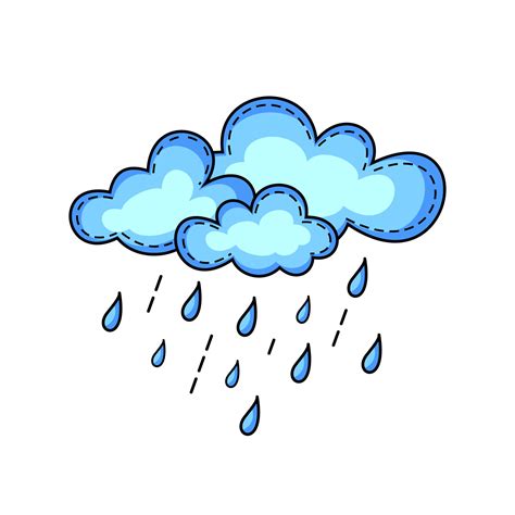 Flat Cute Rain Cloud Illustration Symbol with Unique Style Design ...