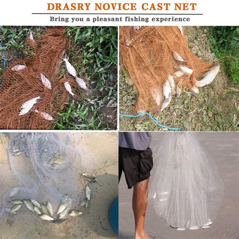 Drasry Saltwater American Fishing Cast Net 3/8inch Mesh Size for Bait ...