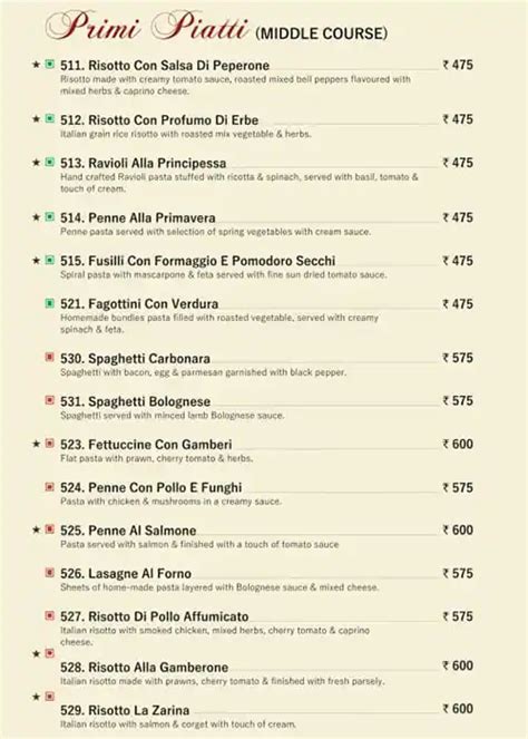 Menu at Fiorella Italian Restaurant, Vadodara